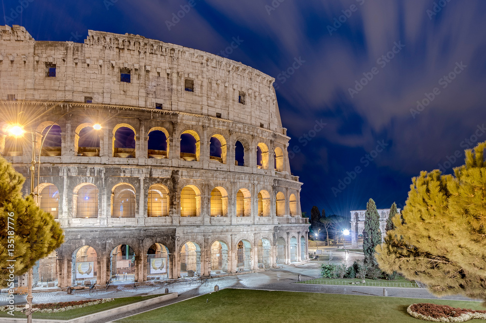 The Colosseum, or the Coliseum in Rome, Italy.