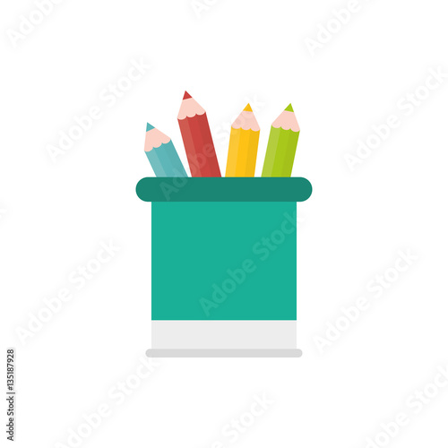 Pencils colored on vase icon vector illustration graphic design