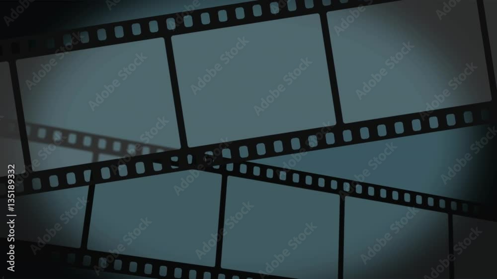 35 mm movie filmstrips move through the frame and can be used for background elements..