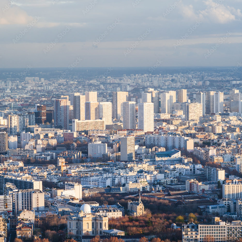 above view of living district in Paris city