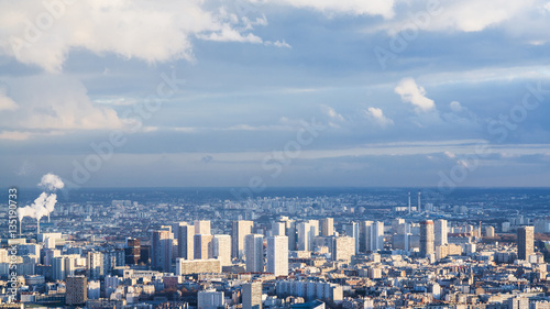 panorama of modern Paris city in winter