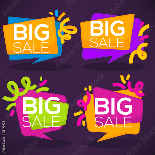 big sale, vector collection of bright discount bubble tags, bann