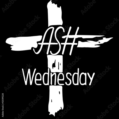 Abstract cross. Ash Wednesday. Start of lent, The symbol of the Christian religion. Vector design. Hand illustration.