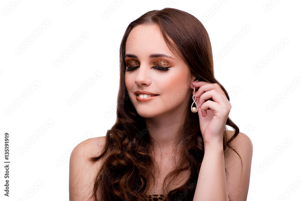 Young woman in beauty concept on white isolated background Young woman in beauty concept on white isolated background