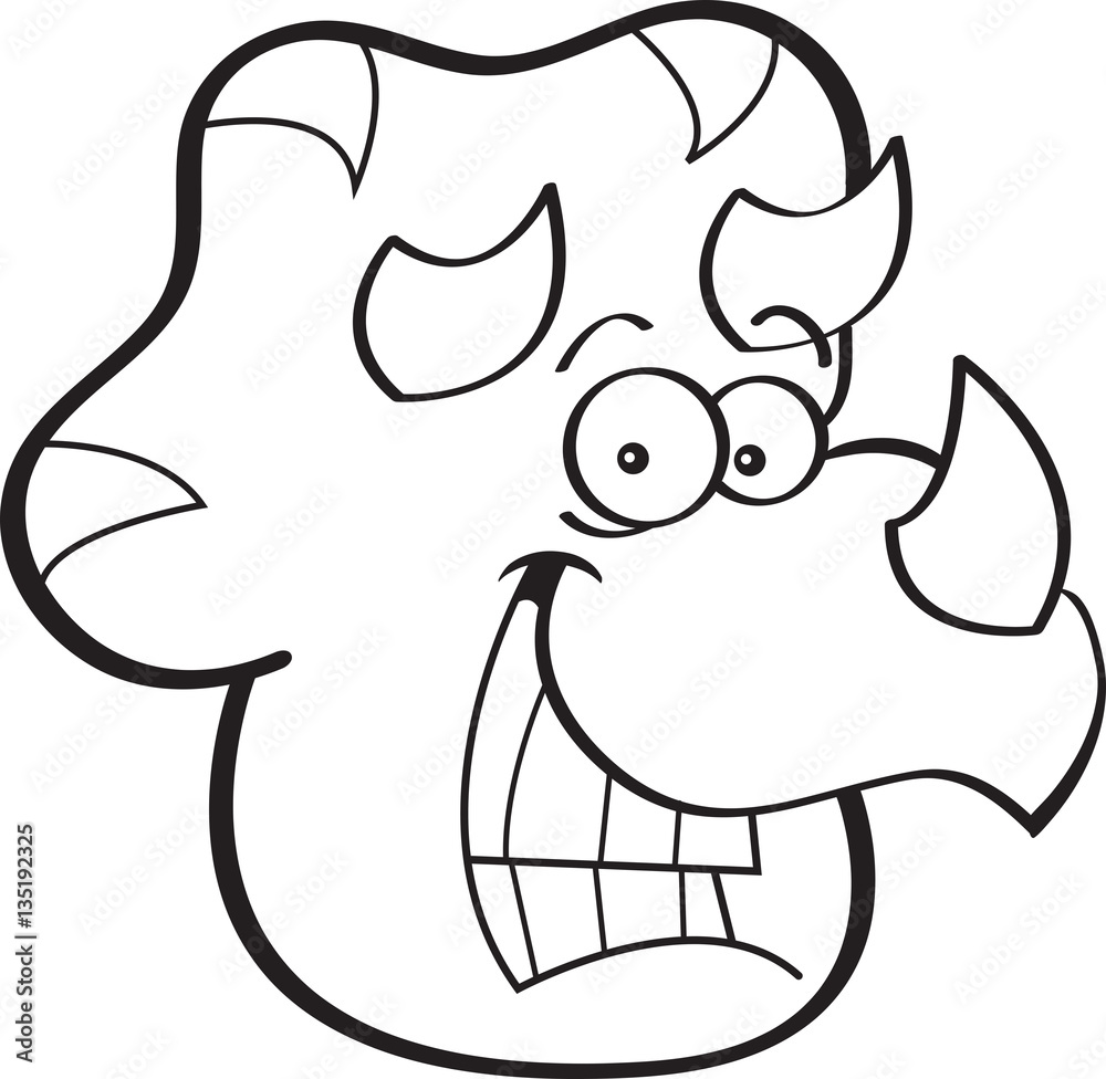 Black and white illustration of a smiling triceratops head. Black and white illustration of a smiling triceratops head.