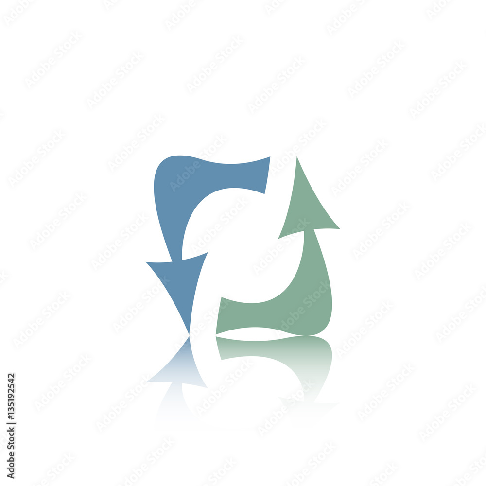 Abstract vector arrow with reflect. Blue and green arrows. Abstract vector arrow with reflect. Blue and green arrows.