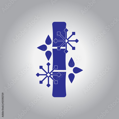 Chinese bamboo Vector illustration of bamboo and snowflakes in flat style