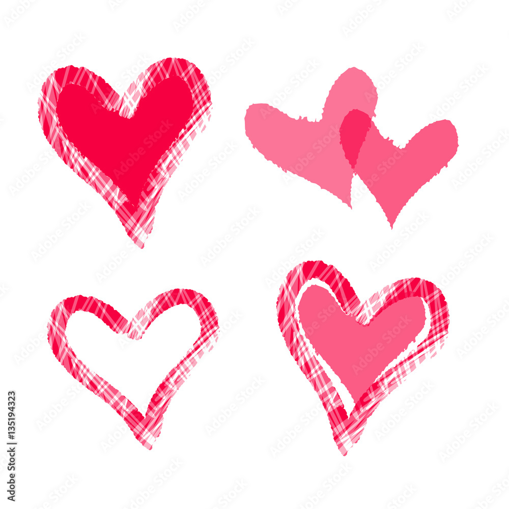 Hearts set. Raster illustration. Hearts set. Raster illustration.