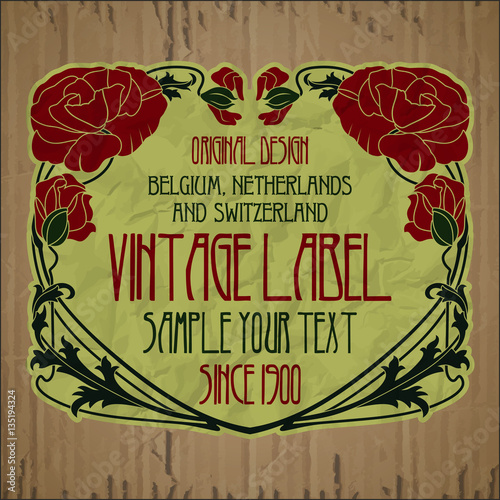 vector vintage items: label Art Nouveau