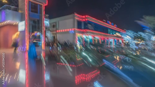 The walk along the bright square. Time lapse (Hyperlapse). Wide angle
