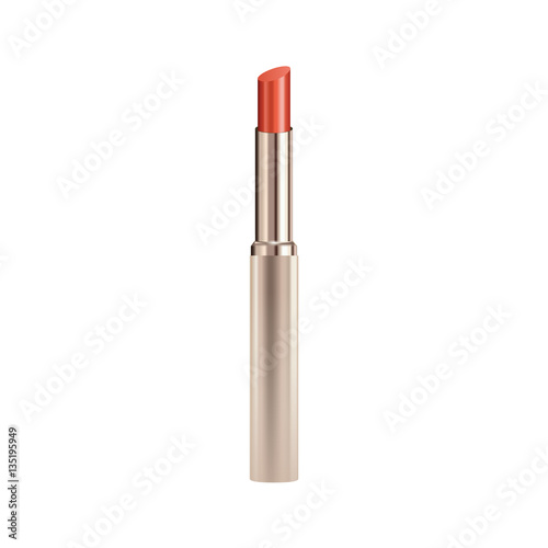 Realistic lipstick with reflection isolated on white background, mock up, vector illustrator
