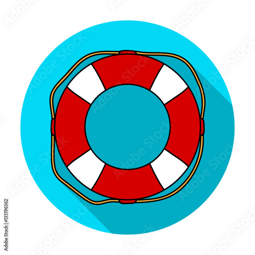 Lifebuoy icon in flat style isolated on white background. Surfing symbol stock vector illustration.