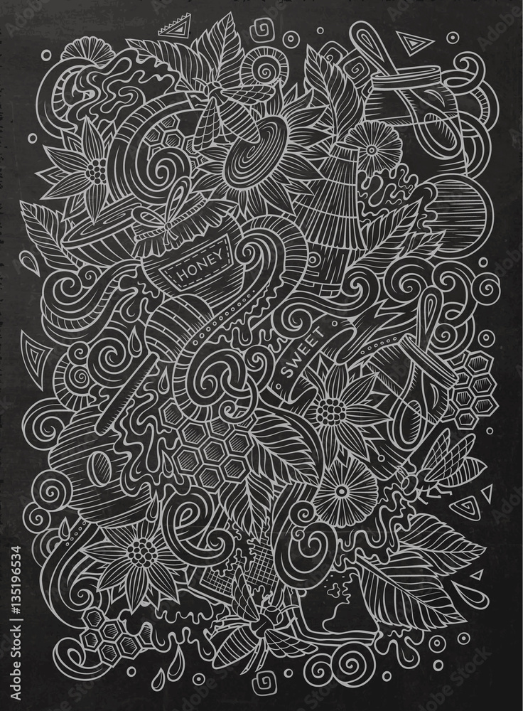 Cartoon cute doodles Honey illustration Cartoon cute doodles Honey illustration