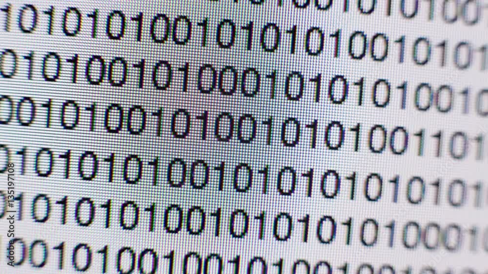 Timelapse of Binary code on a computer screen data code text script Timelapse of Binary code on a computer screen data code text script