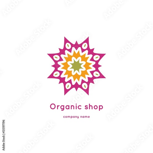 Bright and juicy beautiful circular logo for organic shop  eco product.