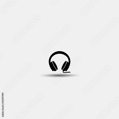 Headphones vector icon, flat design of the sign on a white background