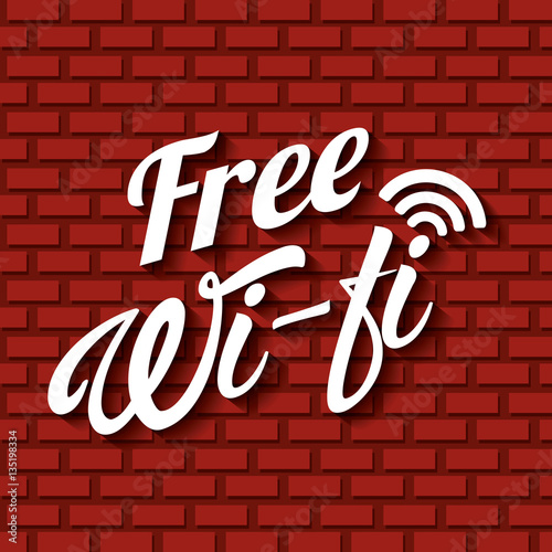free wifi card over bricks wall background. colorful design. vector illustration