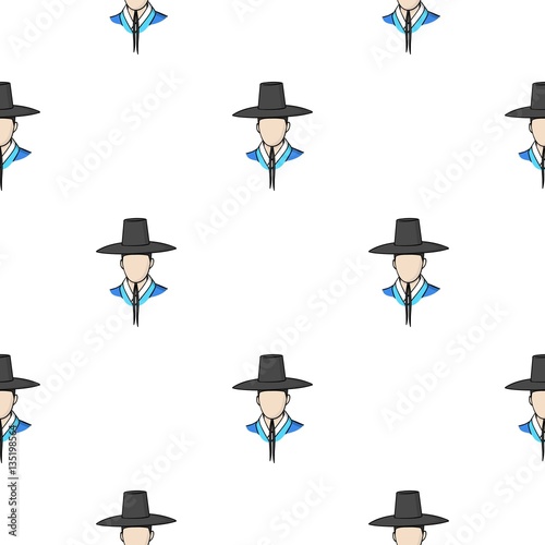 Traditional korean hat icon in cartoon style isolated on white background. South Korea pattern stock vector illustration.