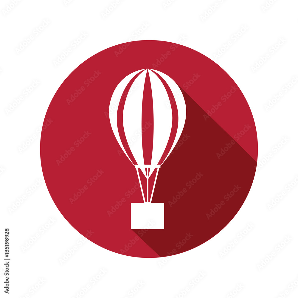 Ballon icon isolated vector sign symbol on red background. Transport elements. Can be used in logo, UI and web design Ballon icon isolated vector sign symbol on red background. Transport elements. Can be used in logo, UI and web design