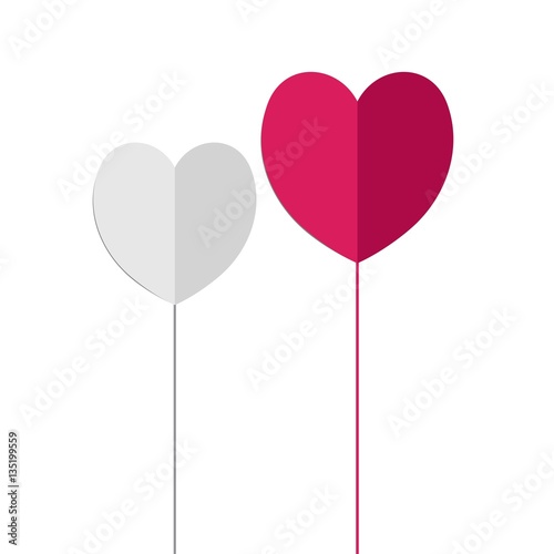Red and white hearts on a  background