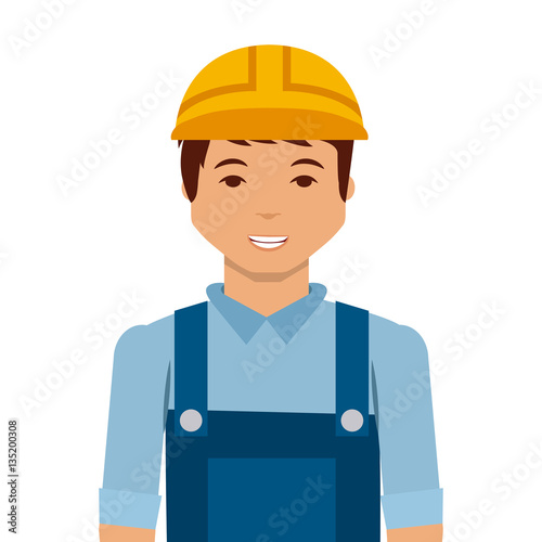 construction worker cartoon over white background. under construction concept. colorful design. vector illustration