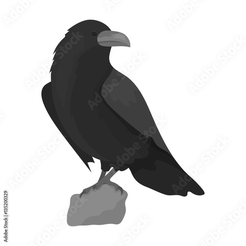 Crow of viking god icon in monochrome style isolated on white background. Vikings symbol stock vector illustration.
