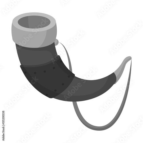 Viking horn icon in monochrome style isolated on white background. Vikings symbol stock vector illustration.