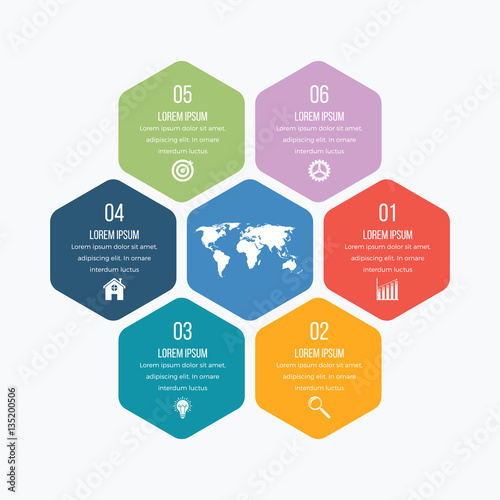 Vector illustration infographics six hexagons