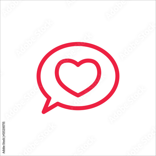 love confession like heart in speech bubble sign line icon