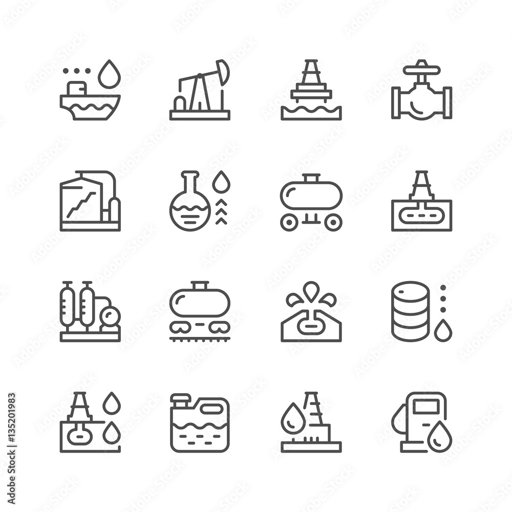 Set line icons of oil industry Set line icons of oil industry