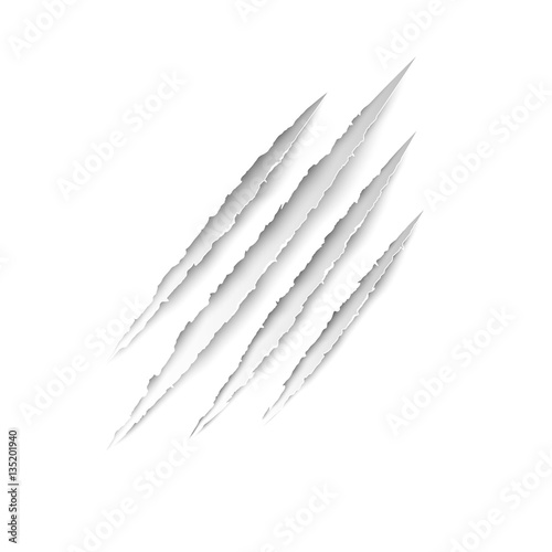 Claws animal scratches - stock vector on white background. Vector scratch set.