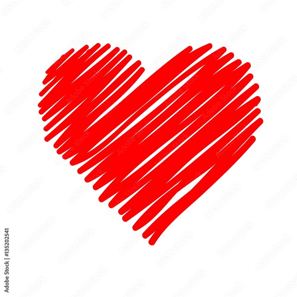 Red striped heart on a white background Red striped heart on a white background