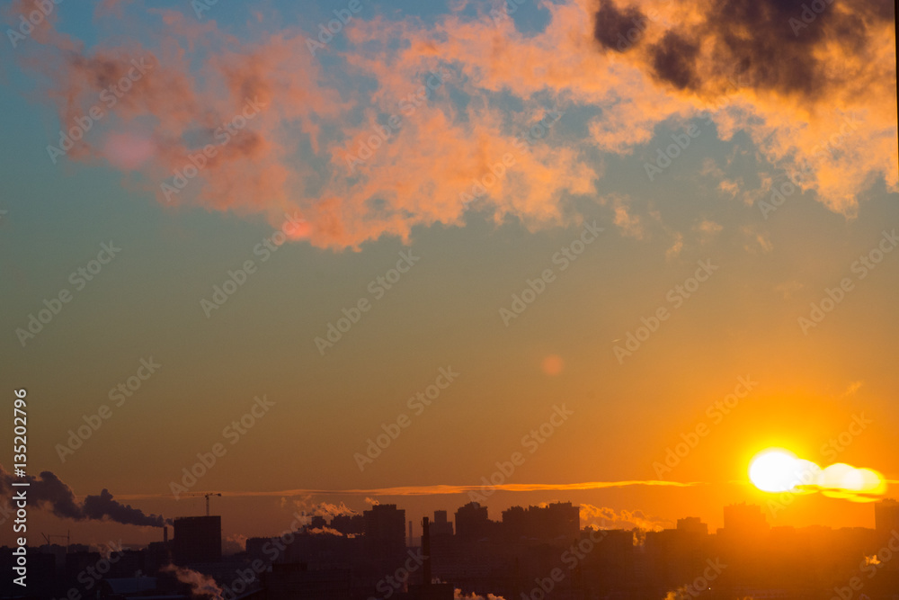 dawn in the industrial district