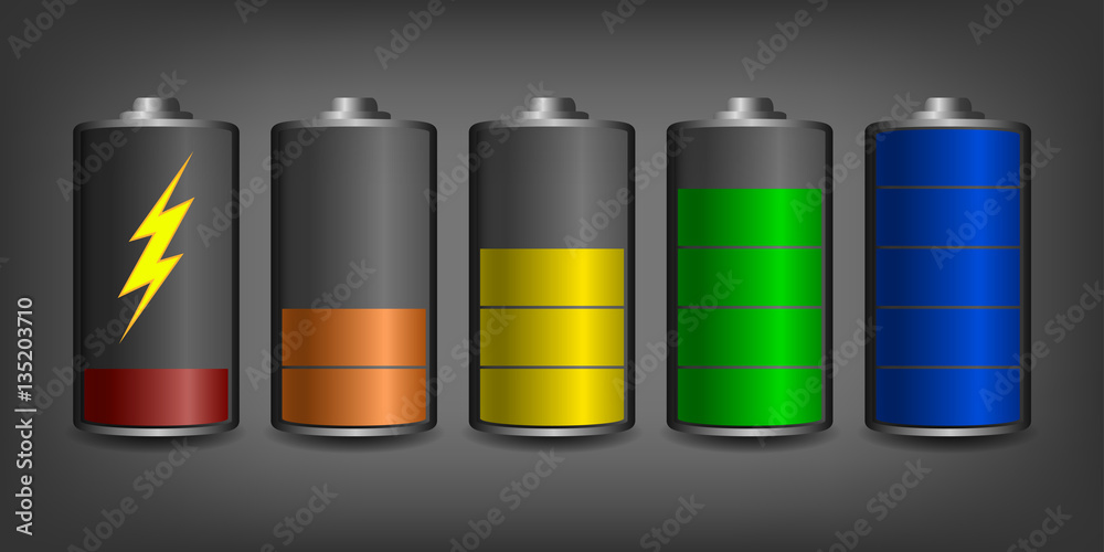 Charge and discharge of battery status icons. Mobile phone electricity state. Charge and discharge of battery status icons. Mobile phone electricity state.