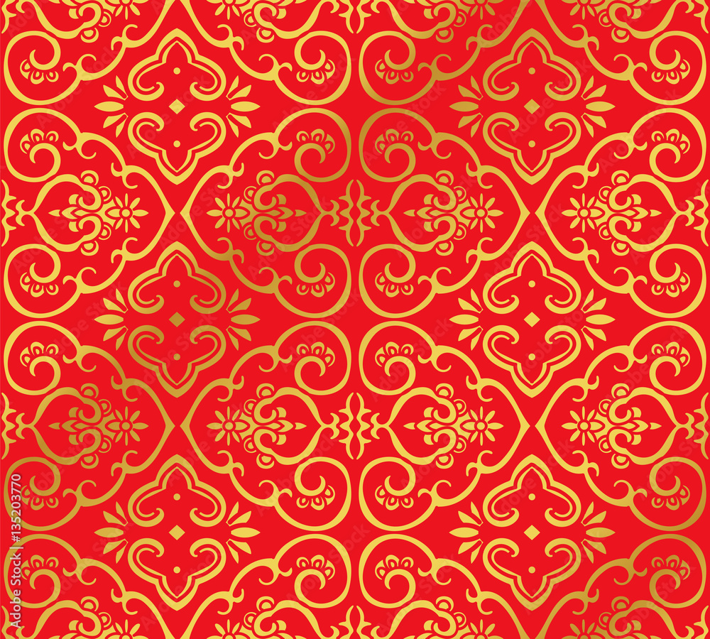 Seamless Golden Chinese Background Curve Spiral Cross Frame Flower Seamless Golden Chinese Background Curve Spiral Cross Frame Flower
