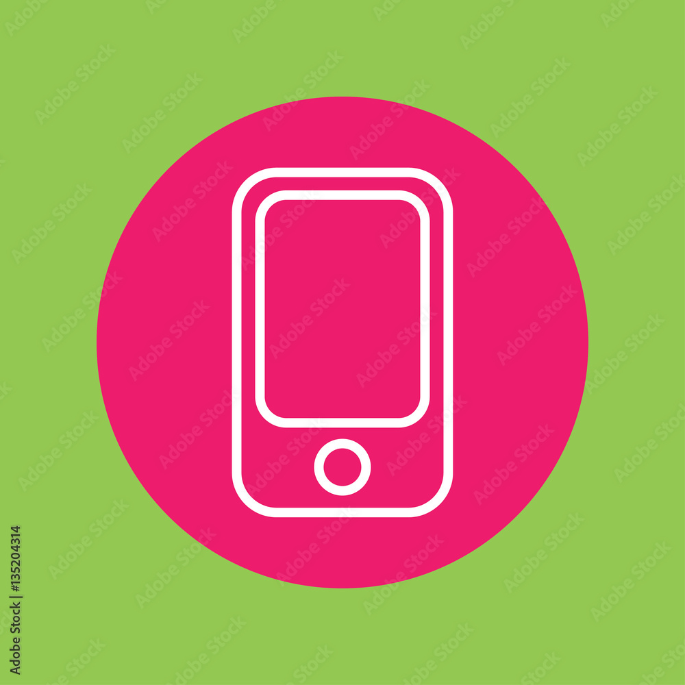 mobile phone smartphone line icon white on pink circle on green mobile phone smartphone line icon white on pink circle on green