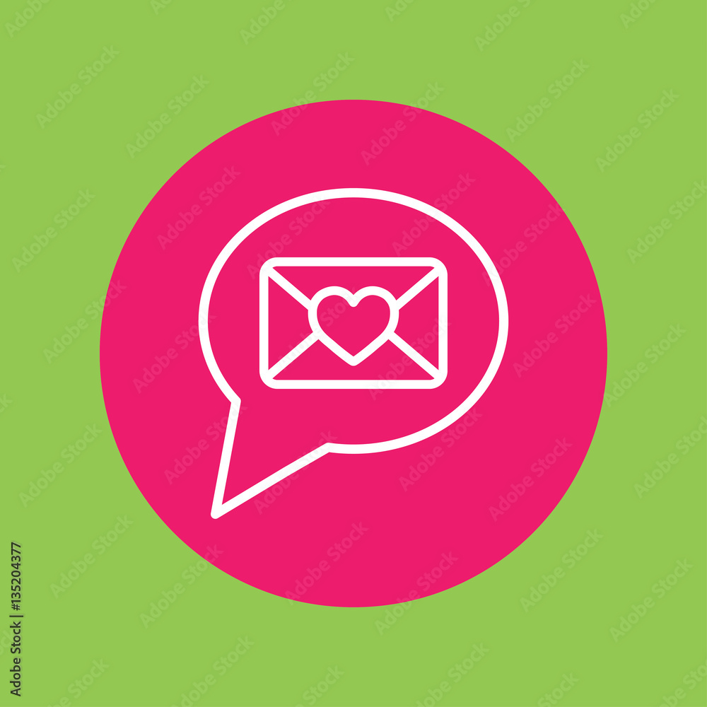 valentine day card notification envelope line icon white on pink circle on green valentine day card notification envelope line icon white on pink circle on green