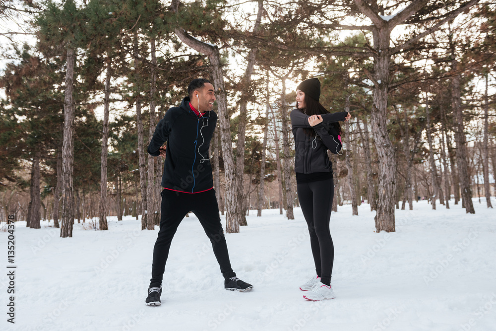Couple enjoying time together while exercising outdoors