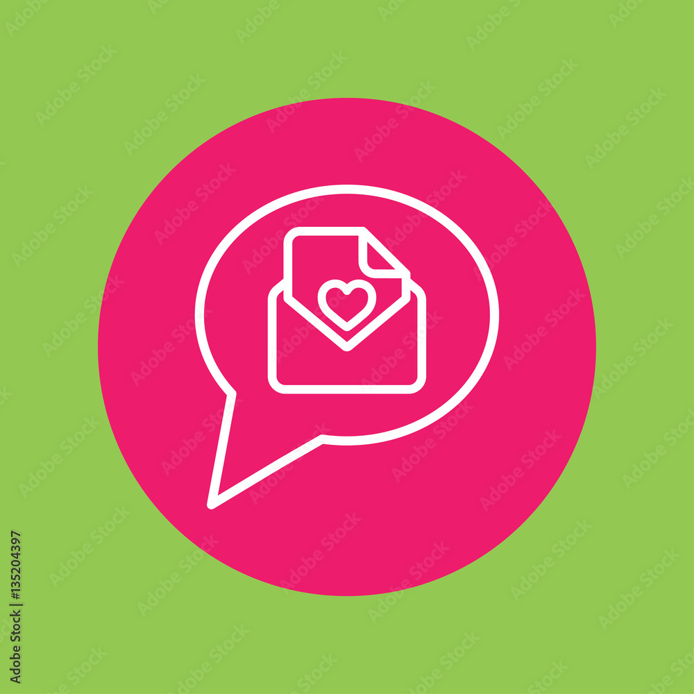 valentine day card notification envelope line icon white on pink circle on green valentine day card notification envelope line icon white on pink circle on green