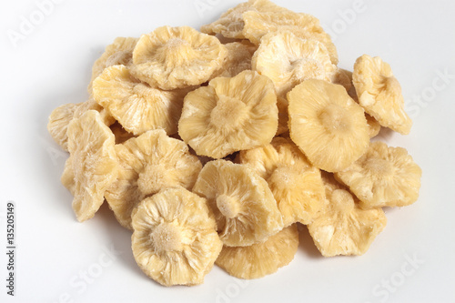 soft dried pineapple low sugar on white background