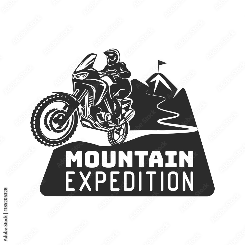 Fototapeta premium Motocross race enduro extreme motorcycle driver logo monochrome illustration
