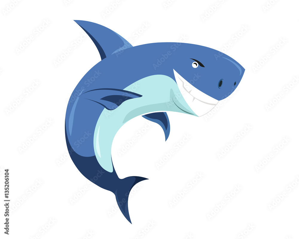 Fototapeta premium Flat Cute Animal Character Logo - Shark