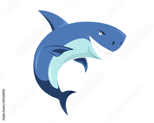 Flat Cute Animal Character Logo - Shark