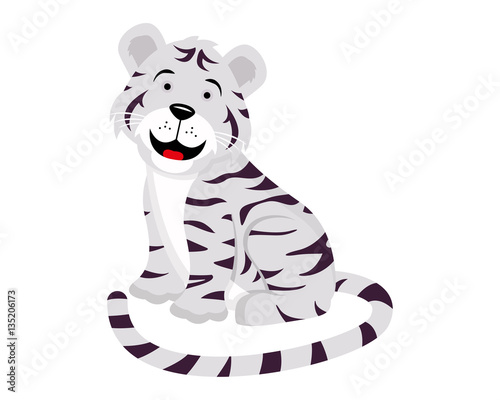 Fototapeta Naklejka Na Ścianę i Meble -  Flat Cute Animal Character Logo - White Tiger