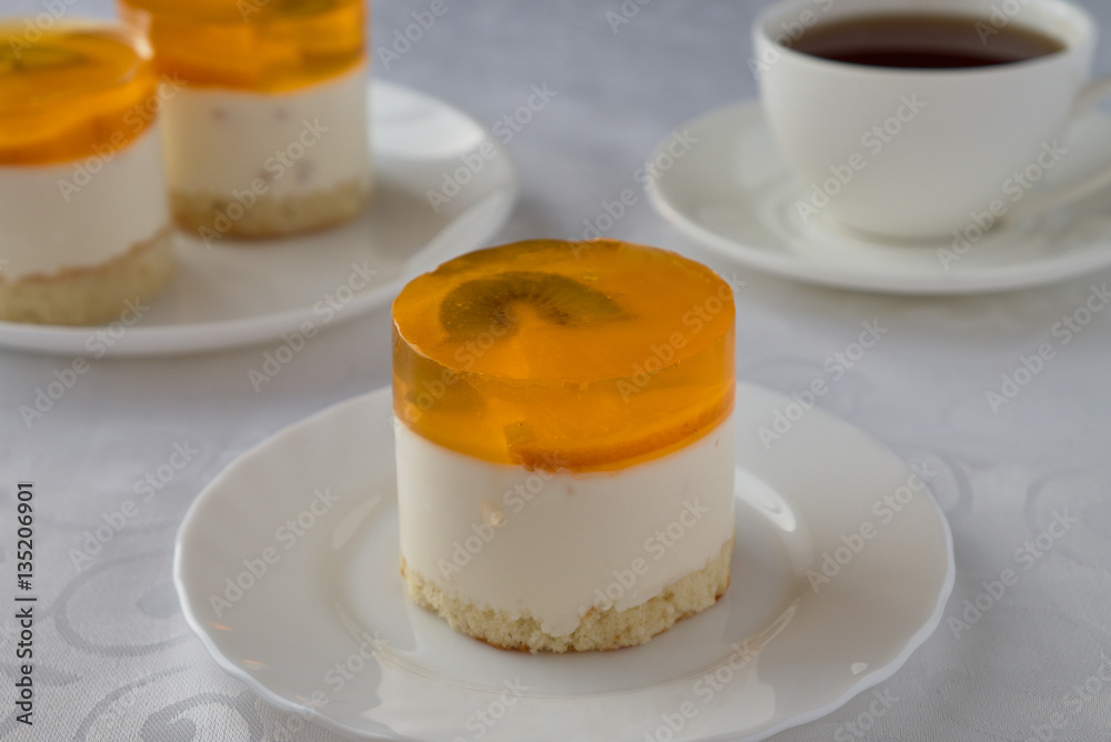 Cake dessert with jelly and coffee Cake dessert with jelly and coffee