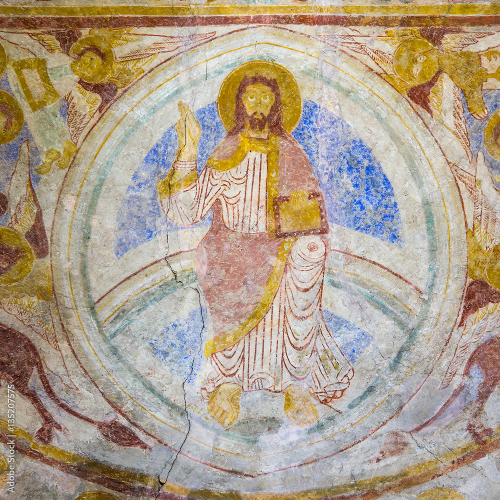 Romanesque wall-painting of Majestas Domini