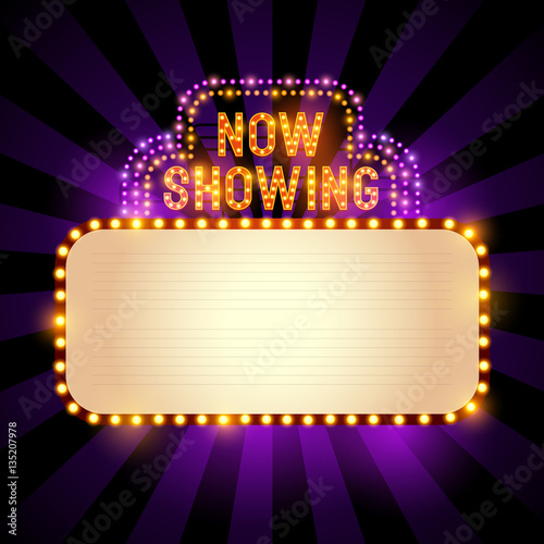 Vintage theatre / cinema sign with lights and room for text. Vector illustration