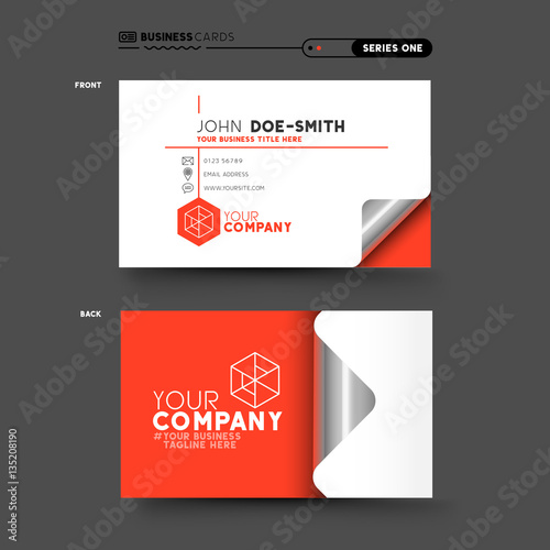 A clean and minimal red business card design. vector illustration.