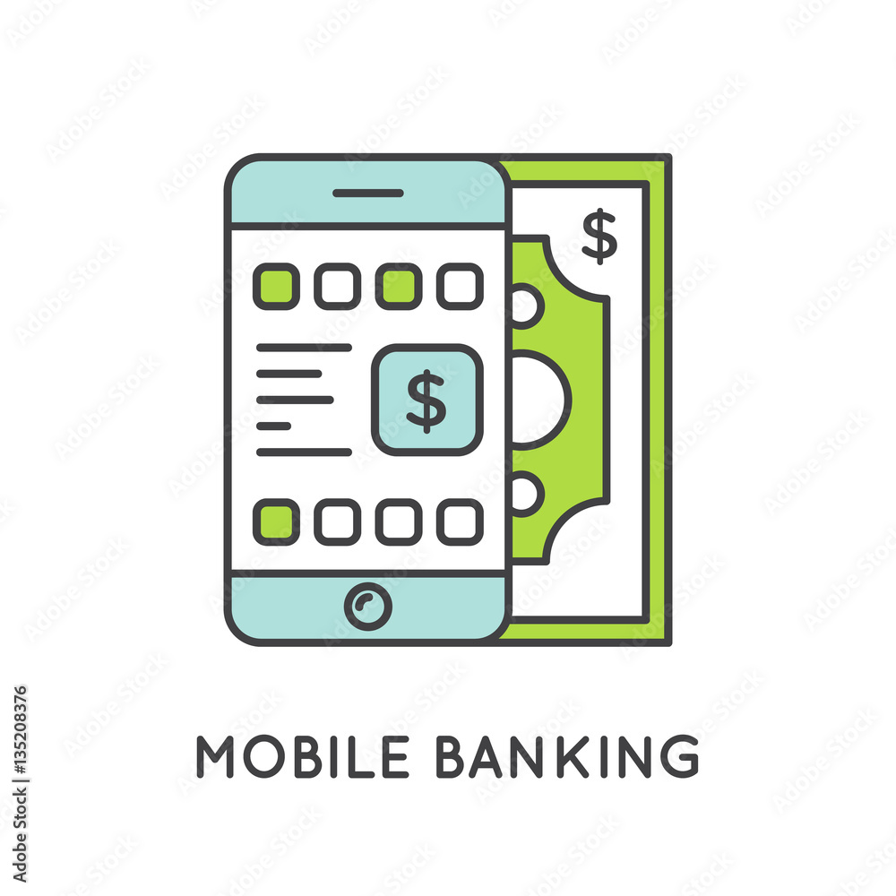 Vector Icon Style Illustration of Mobile Internet Banking Application service account profile, secure payments, deposit, transaction, information check Vector Icon Style Illustration of Mobile Internet Banking Application service account profile, secure payments, deposit, transaction, information check