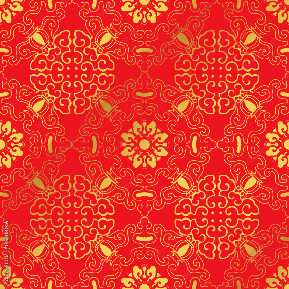 Seamless Golden Chinese Background Spiral Curve Frame Flower Seamless Golden Chinese Background Spiral Curve Frame Flower